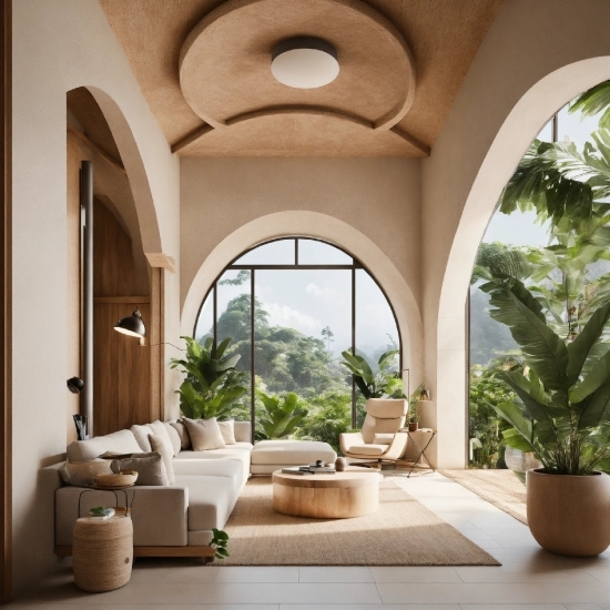 Plant, Property, Shade, Building, Couch, Interior Design