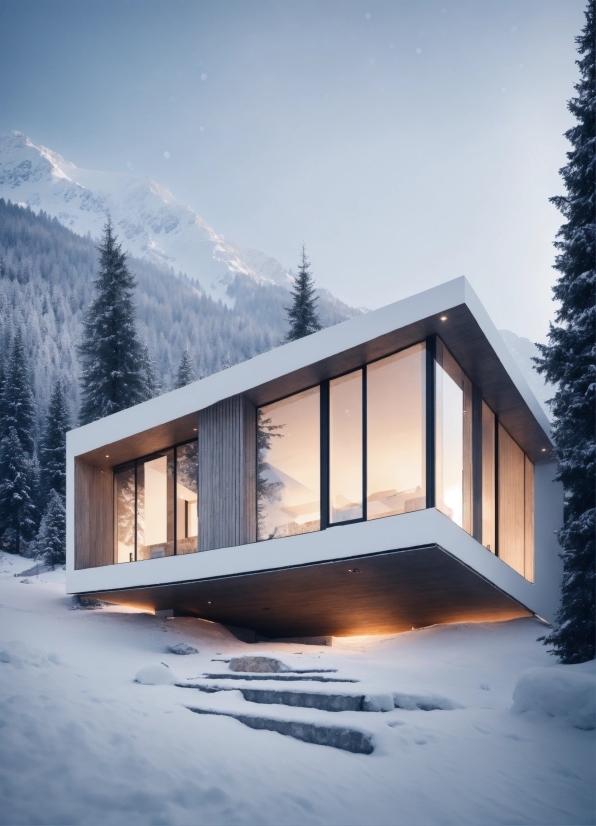 Sky, Building, Cloud, Window, Plant, Snow