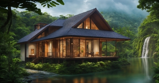 Plant, Water, Building, Window, Sky, Wood