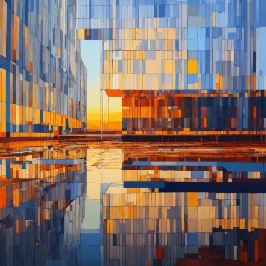 Building, Light, Water, Amber, Azure, Orange