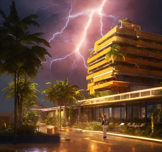 Sky, Lightning, Building, Plant, Atmosphere, Photograph