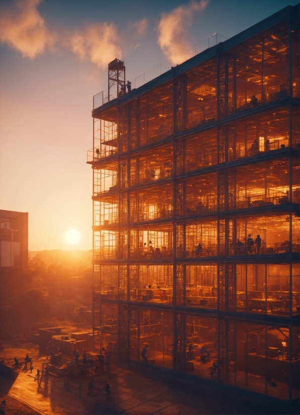 Cloud, Sky, Building, Amber, Dusk, Tower Block