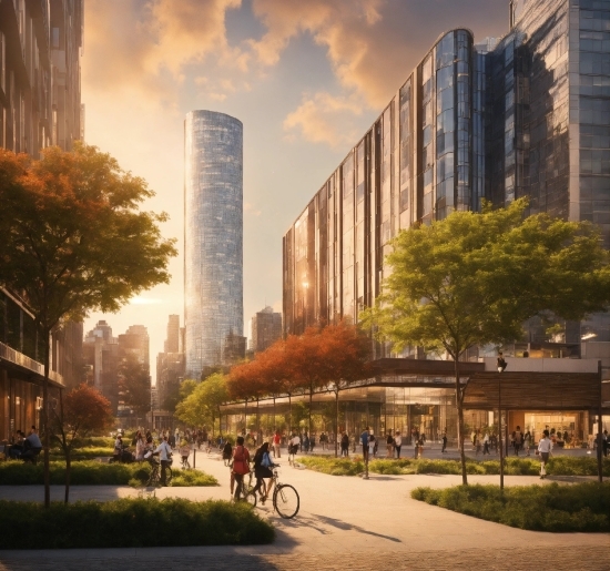 Cloud, Plant, Sky, Building, Bicycle, Skyscraper