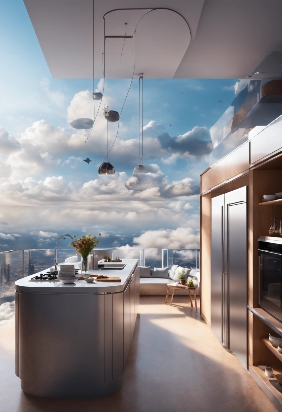 Cloud, Table, Sky, Furniture, Building, Lighting