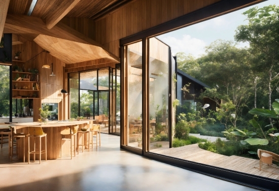 Plant, Building, Window, Shade, Wood, Table