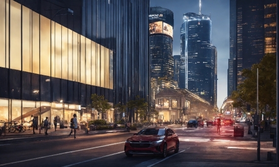 Building, Skyscraper, Wheel, Car, Automotive Lighting, Light