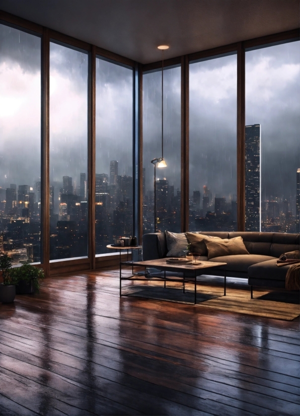 Building, Sky, Cloud, Skyscraper, Couch, Interior Design