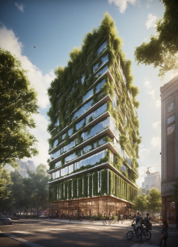 Cloud, Sky, Building, Plant, Tower Block, Tree