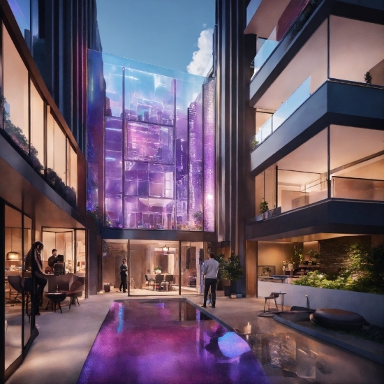 Property, Building, Light, Purple, Interior Design, Architecture