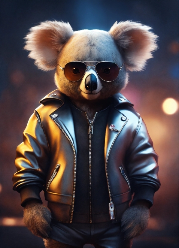 White, Vertebrate, Sunglasses, Fur Clothing, Sleeve, Orange