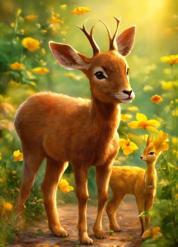 Plant, Natural Environment, Deer, Biome, Grass, Fawn