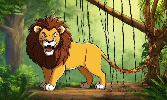 Plant, Cartoon, Felidae, Carnivore, Lion, Big Cats