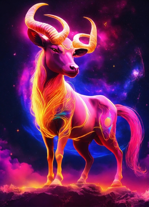 Light, Mythical Creature, Organism, Art, Magenta, Horn