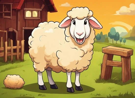 Happy, Organism, Plant, Art, Grass, Sheep