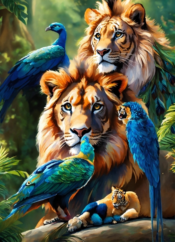 Vertebrate, Green, Nature, Felidae, Carnivore, Bird