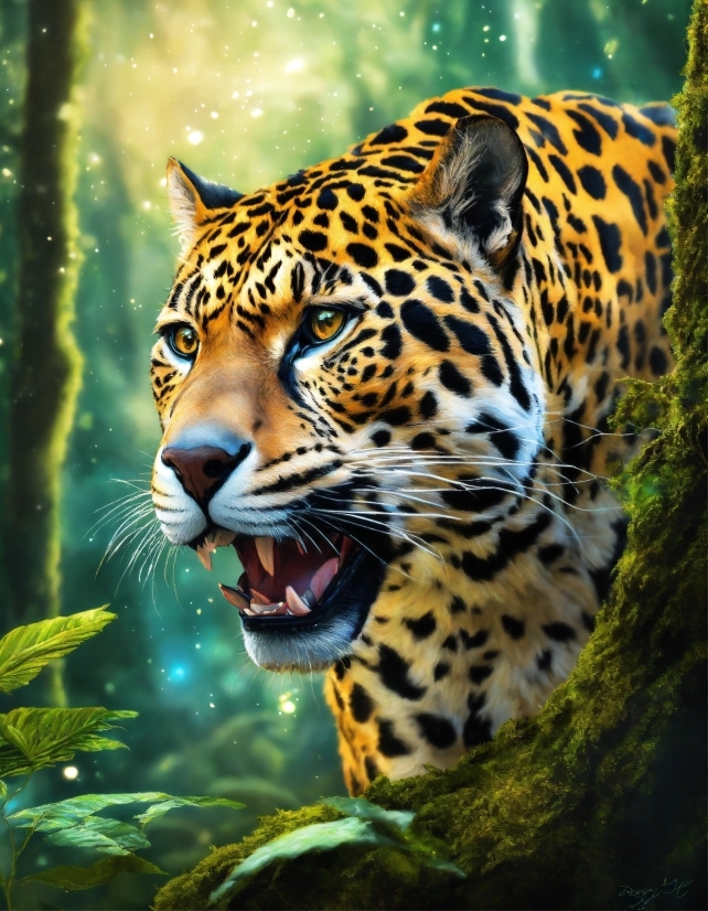 Plant, Leaf, Felidae, Carnivore, African Leopard, Organism