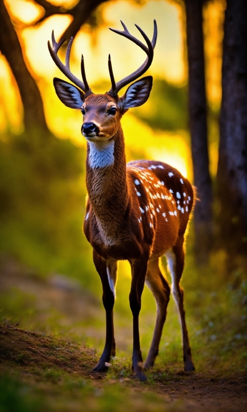 Deer, Tree, Fawn, Terrestrial Animal, Grass, Barren Ground Caribou