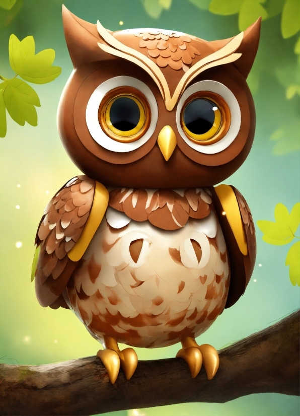 Brown, Bird, Beak, Owl, Branch, Organism