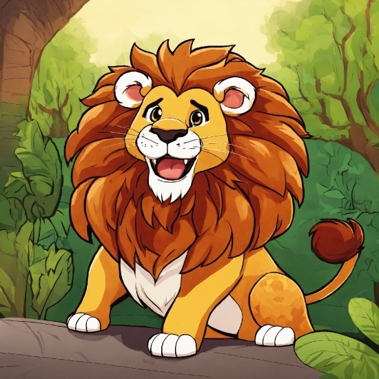 Vertebrate, Cartoon, Carnivore, Organism, Felidae, Lion