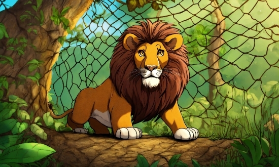 Felidae, Leaf, Carnivore, Lion, Organism, Cartoon