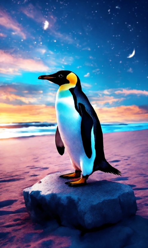 Penguin, Bird, Sky, Water, Beak, Emperor Penguin