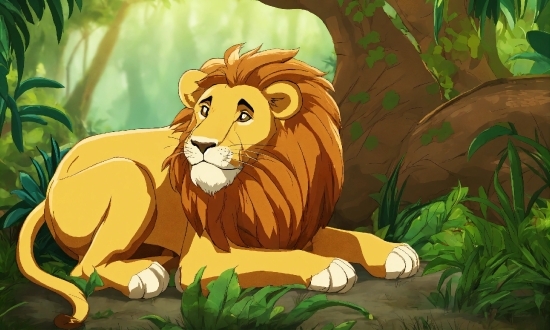 Plant, Nature, Cartoon, Carnivore, Lion, Grass