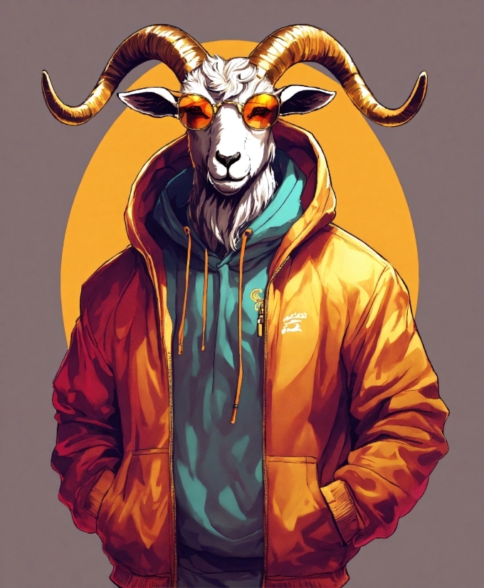 Orange, Sleeve, Yellow, Jacket, Collar, Horn