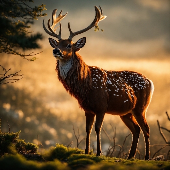 Light, Nature, Plant, Sky, Deer, Grass