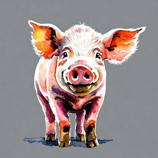 Art, Snout, Paint, Painting, Livestock, Font