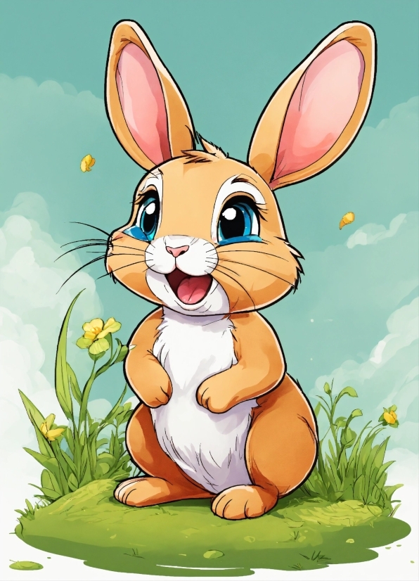 Cartoon, Plant, Facial Expression, Rabbit, Natural Environment, Organism