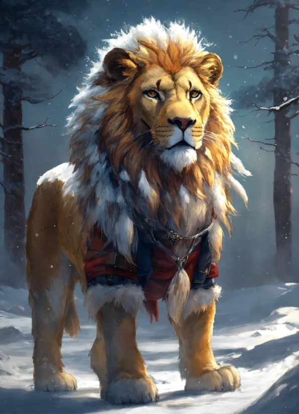 Snow, Natural Environment, Felidae, Carnivore, Lion, Tree