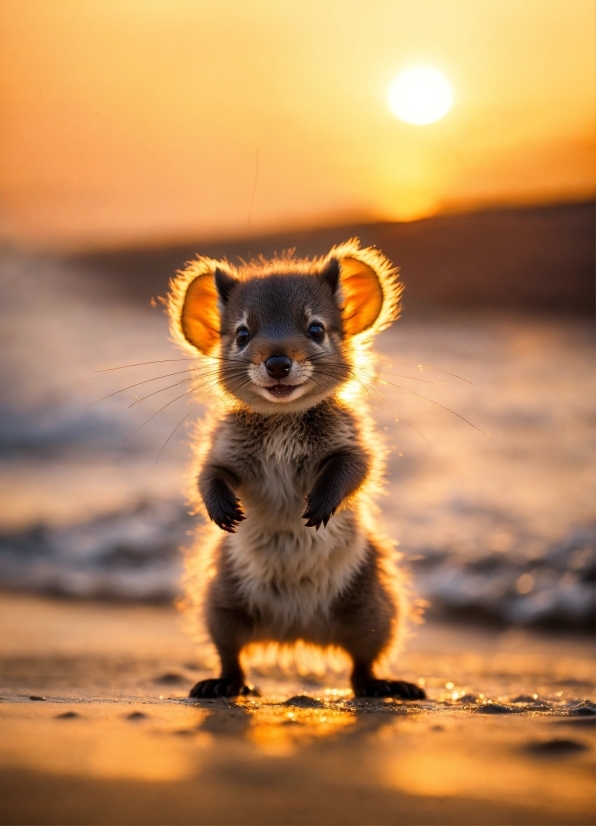 Sky, Orange, Sunlight, Cloud, Fawn, Whiskers