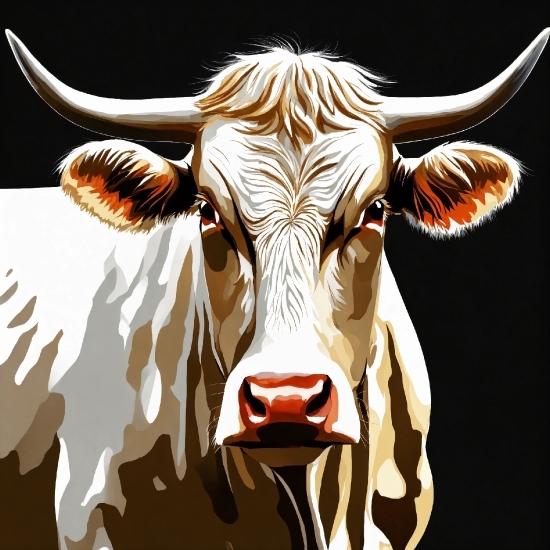 White, Light, Organism, Bull, Working Animal, Art