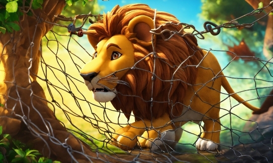 Nature, Felidae, Lion, Lighting, Fence, Mammal