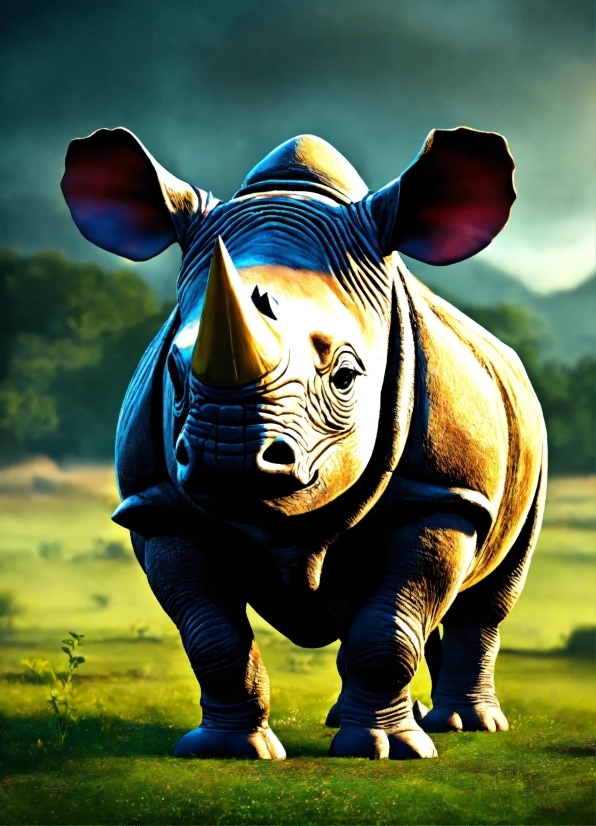 Sky, Rhinoceros, Mammal, Organism, Grass, Black Rhinoceros