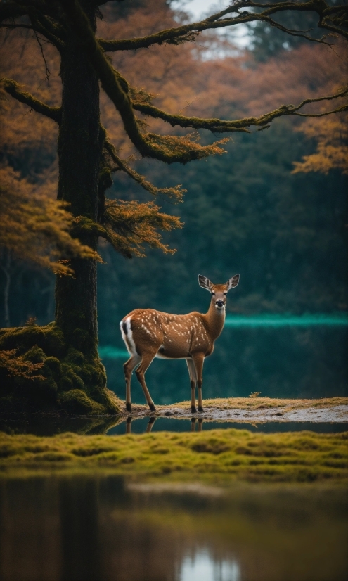 Water, Plant, Tree, Deer, Branch, Natural Landscape