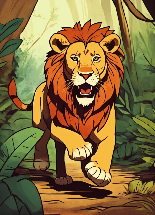 Felidae, Carnivore, Cartoon, Organism, Mammal, Lion