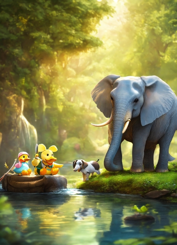 Water, Elephant, Plant, Vertebrate, Watercraft, Nature