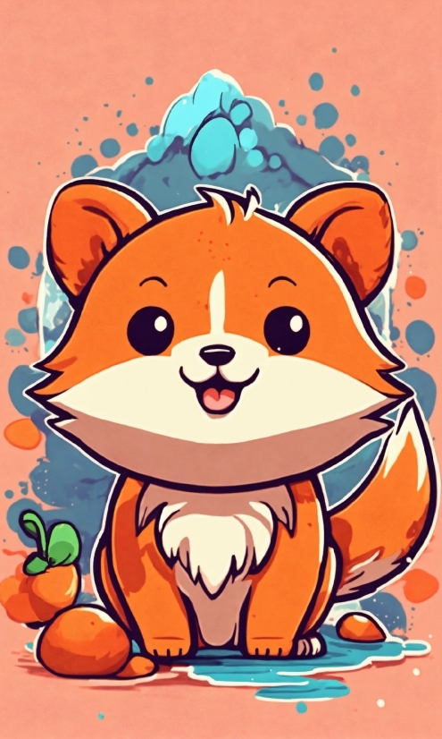 Cartoon, Orange, Organism, Mammal, Happy, Art