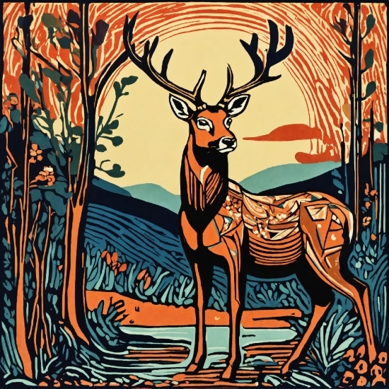 Vertebrate, Natural Environment, Organism, Deer, Art, Fawn