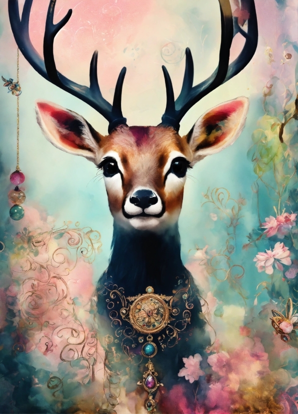 Light, Organism, Deer, Pink, Art, Fawn