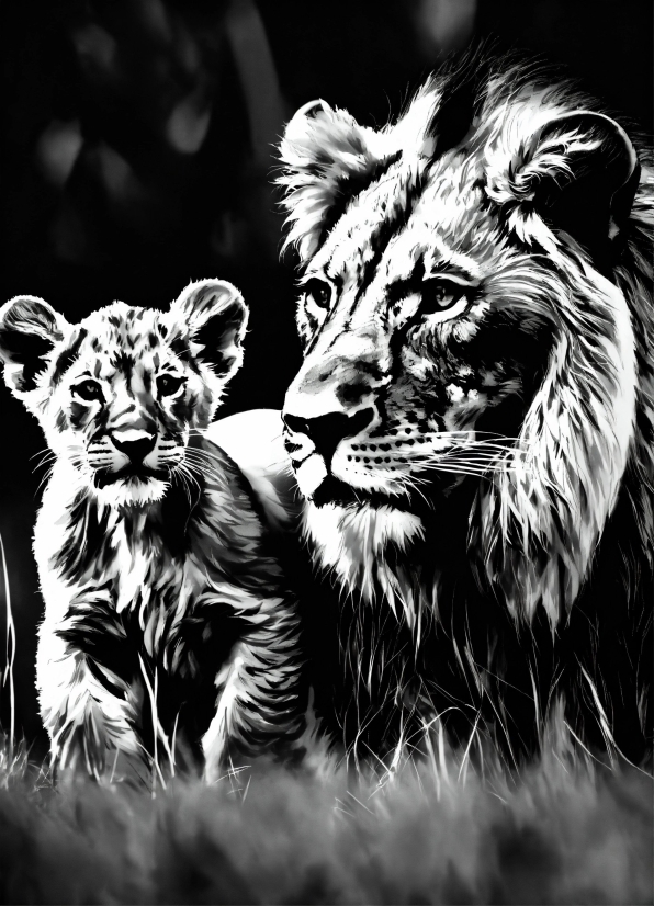 Felidae, Carnivore, Mammal, Blackandwhite, Big Cats, Style