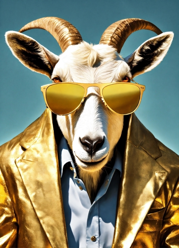 Head, Eyewear, Gesture, Yellow, Fawn, Horn