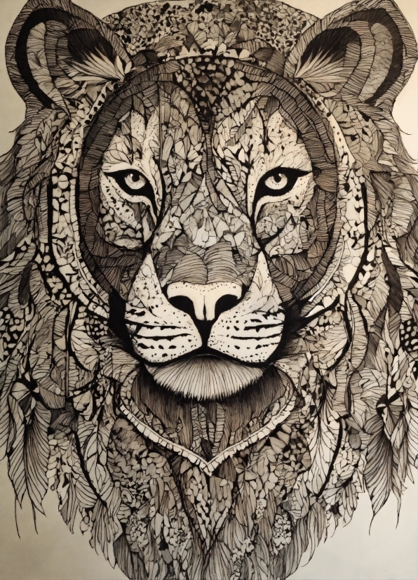 Carnivore, Felidae, Organism, Mammal, Art, Grey