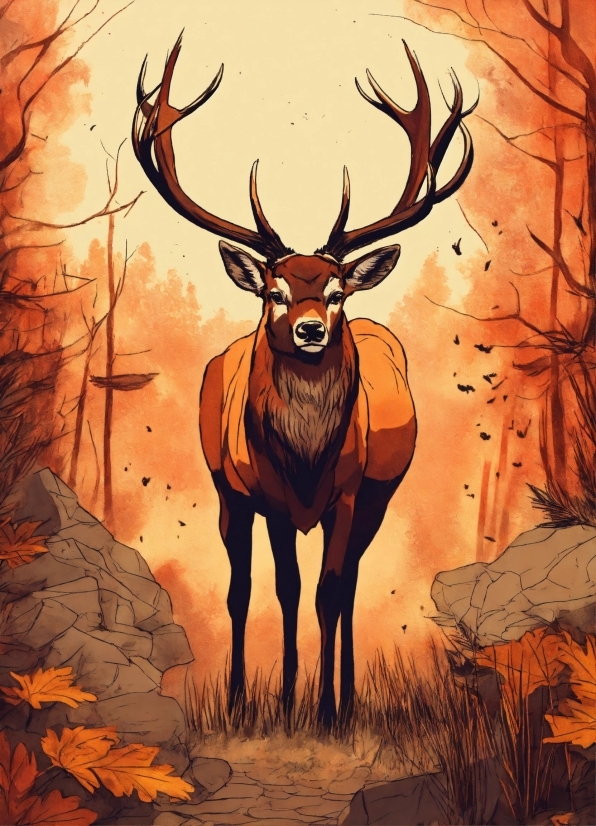 Light, Plant, Deer, Elk, Organism, Art