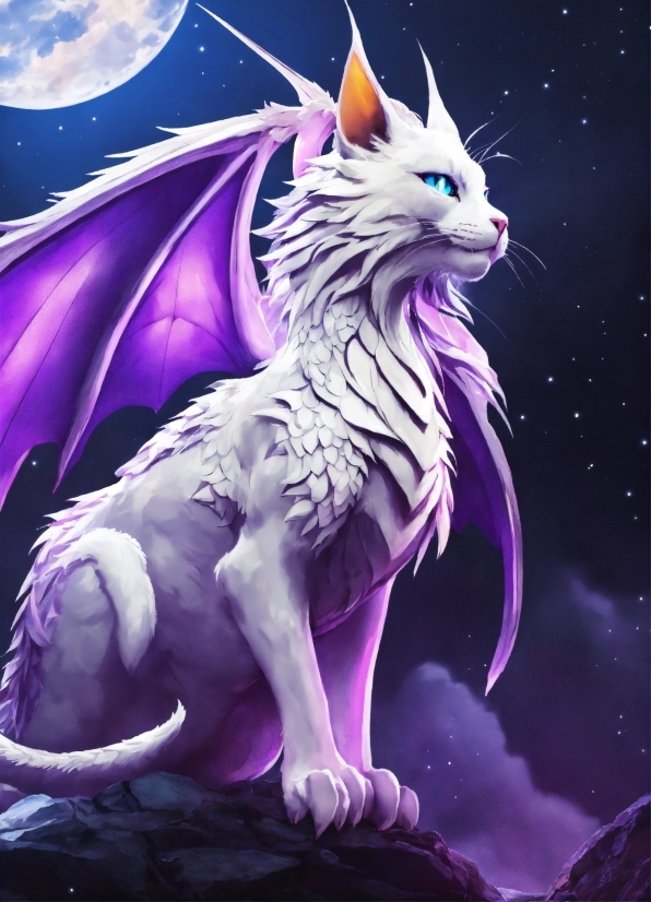 Mythical Creature, Cartoon, Purple, Felidae, Organism, Carnivore