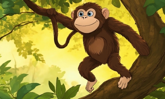 Cartoon, Natural Environment, Branch, Primate, Organism, Happy