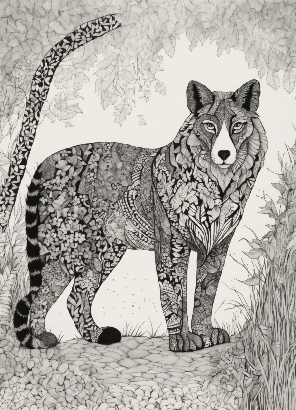 Plant, Felidae, Carnivore, Art, Painting, Big Cats