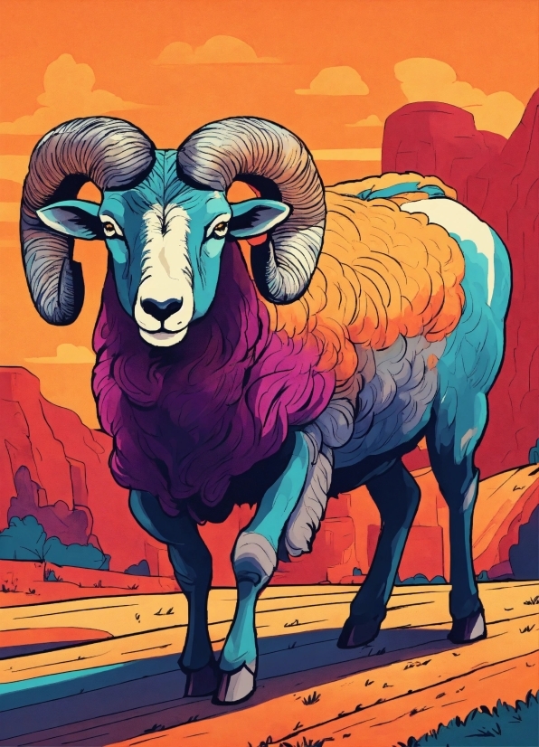 Argali, Organism, Art, Sheep, Paint, Sheep