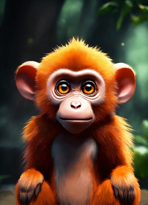 Primate, Orange, Fawn, Terrestrial Animal, Snout, Tail